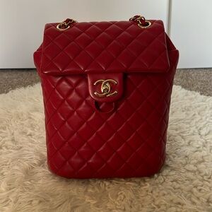 SOLD CHANEL Urban Spirit Backp Small Red Lambskin Gold Hardware